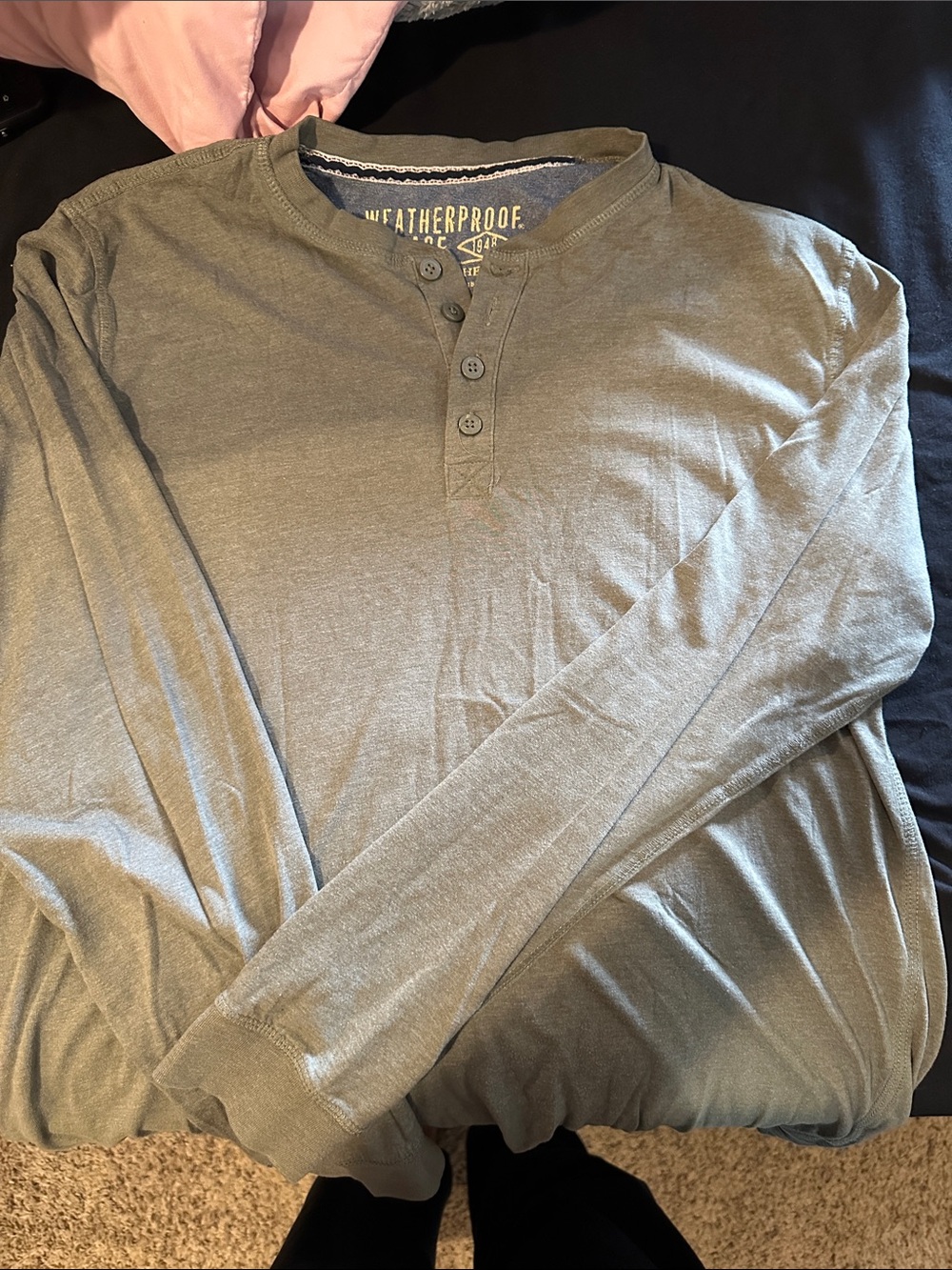 Weatherproof Men’s Long-Sleeve Henley Shirt - Olive